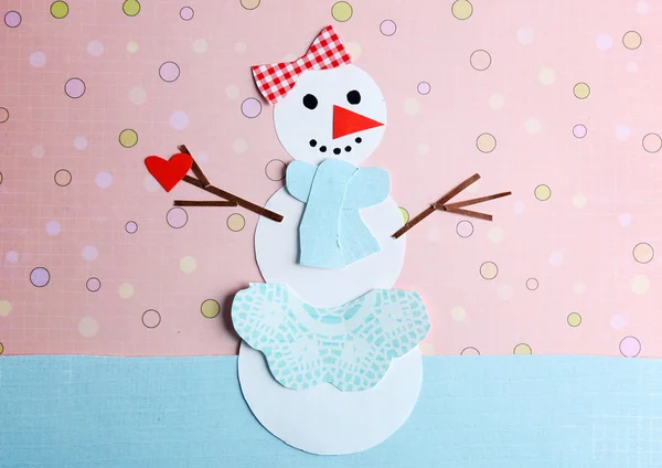 Handgemaakte kleurrijke sneeuwpop — Stockfoto