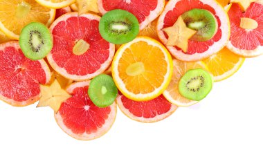 Sliced fruits isolated on white clipart