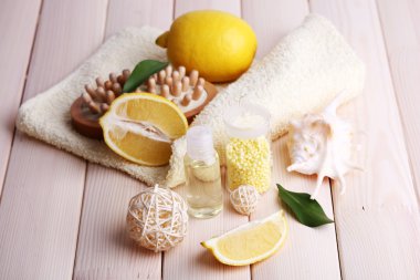 Spa natürmort ahşap plakalar arka plan üzerinde