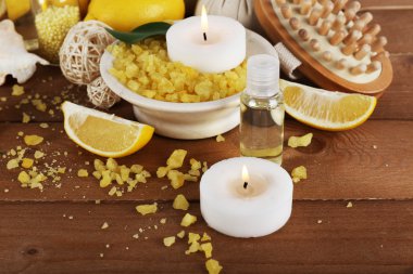 Spa natürmort ahşap plakalar arka plan üzerinde