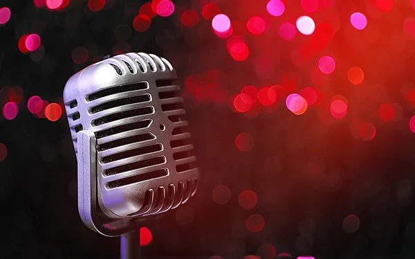 Retro microphone on bright background, Karaoke concept — Stock Photo, Image