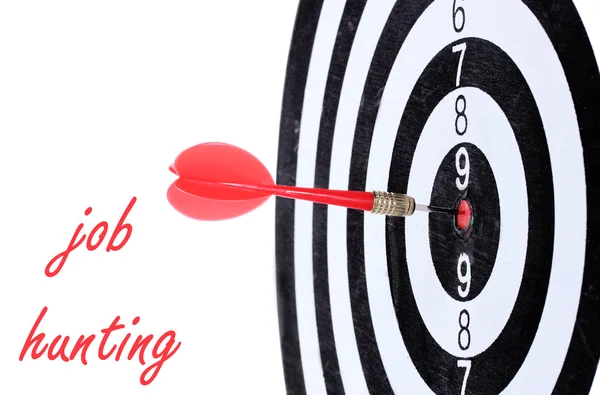Dart board and Job Hunting text on background isolated on white — Stock Photo, Image