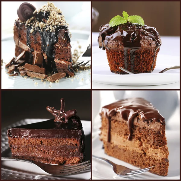 Collage aus Schokoladendesserts — Stockfoto