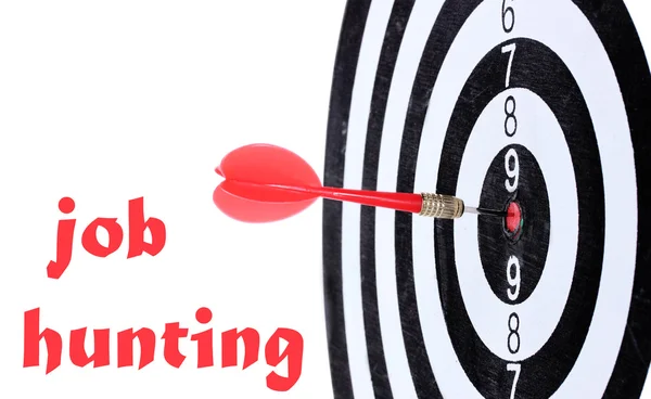 Dart board and Job Hunting text on background isolated on white — Stock Photo, Image