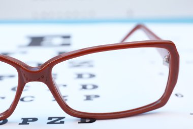 Görüş testi arkaplanındaki göz gözlükleri