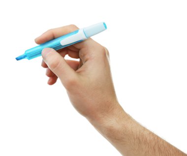 Erkek el ile üzerine beyaz izole işareti