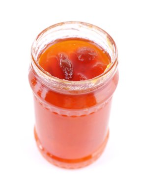 Kayısı ev yapımı kavanoz reçel izole üzerinde beyaz arka plan