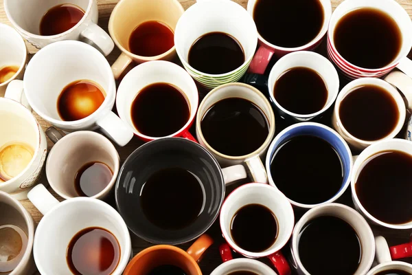 Många koppar kaffe, top view — Stockfoto