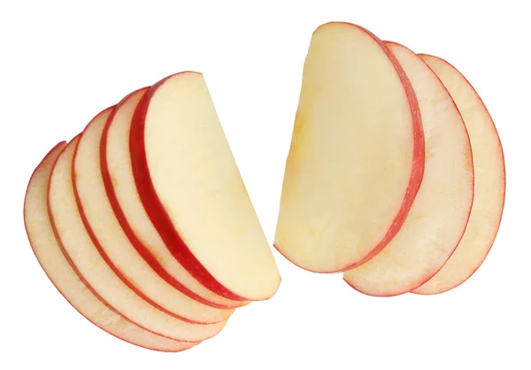 Manzana en rodajas aislada en blanco — Foto de Stock