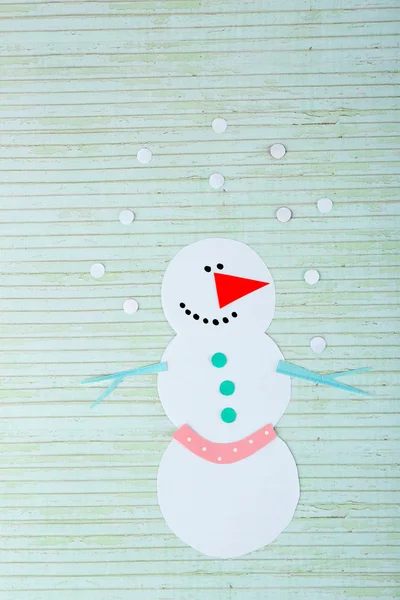 Funny handmade snowman — Stock Photo, Image