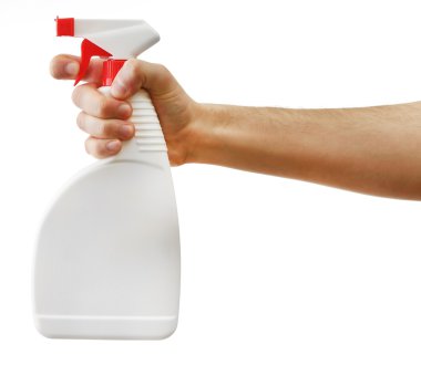 Erkek el spreyi beyaz arka plan üzerinde izole