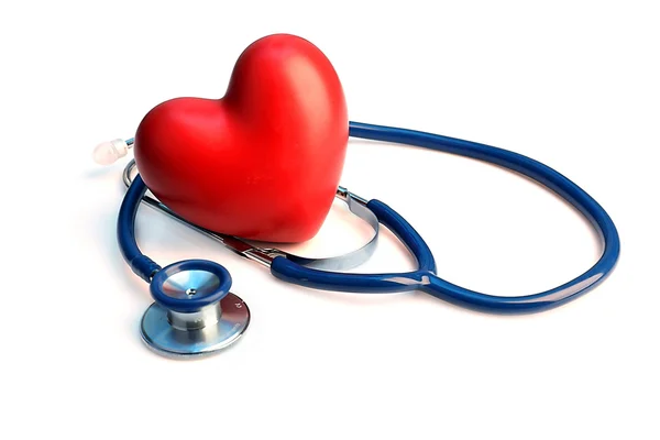 Açık renkli kalpli stetoskop — Stok fotoğraf