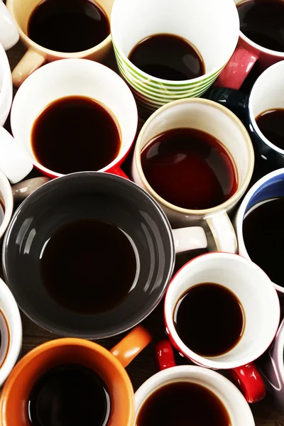 Många koppar kaffe, top view — Stockfoto