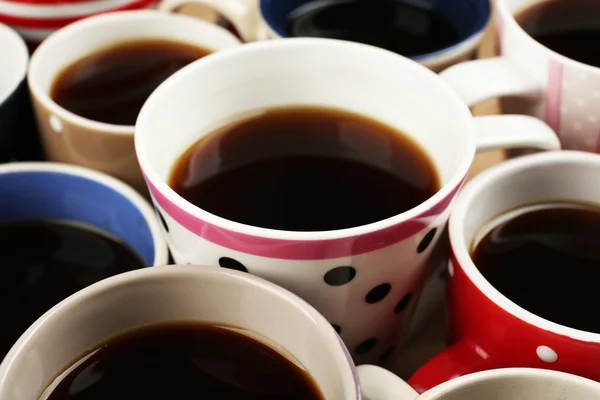 Many cups of coffee, closeup view — Stock Photo, Image