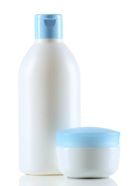 Grupo de botellas cosméticas aisladas en blanco — Foto de Stock