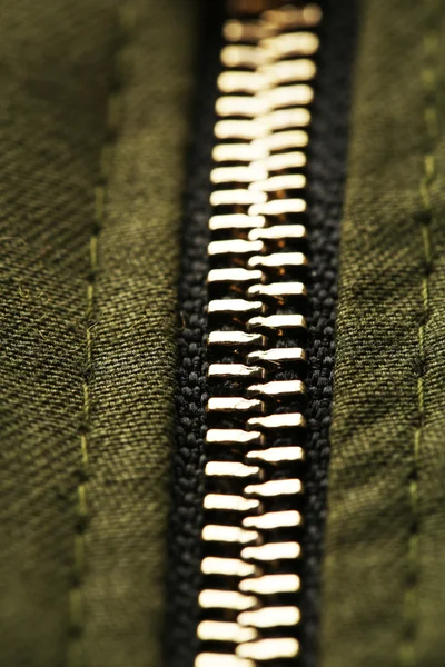 Zipper em roupas de perto — Fotografia de Stock