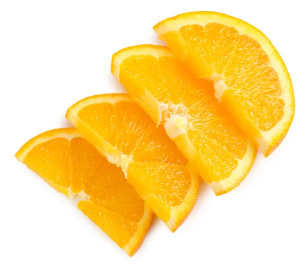 Juicy slices of orange isolated on white — Stock Photo, Image