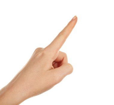 Beyaz izole kadın el hareketi