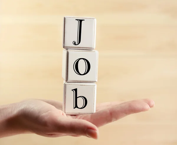 Job word spelled with wooden cubes — Stock Photo, Image