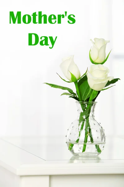Beautiful bouquet of flowers in vase on window background, Mother's Day concept — Stock Photo, Image