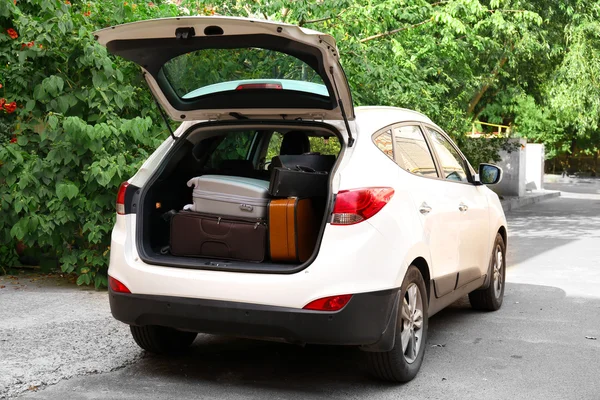 Suitcases and bags in trunk — Stock Photo, Image