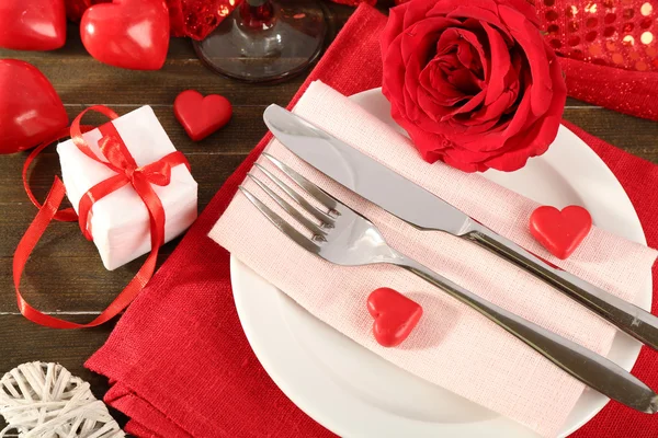 Сервірування столу для день Святого Валентина — стокове фото