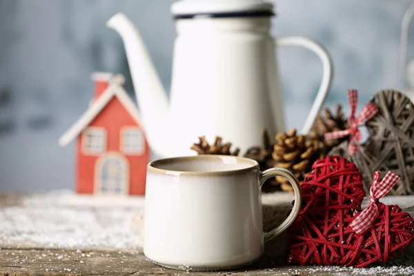 Winter composition with hot beverage — Stock Photo, Image