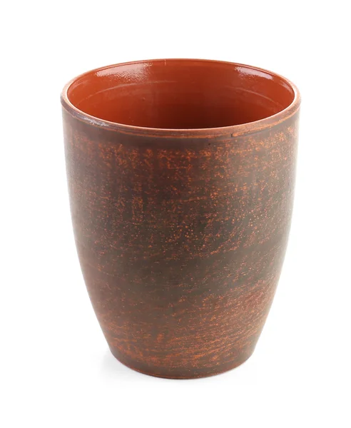 Clay cup geïsoleerd op wit — Stockfoto