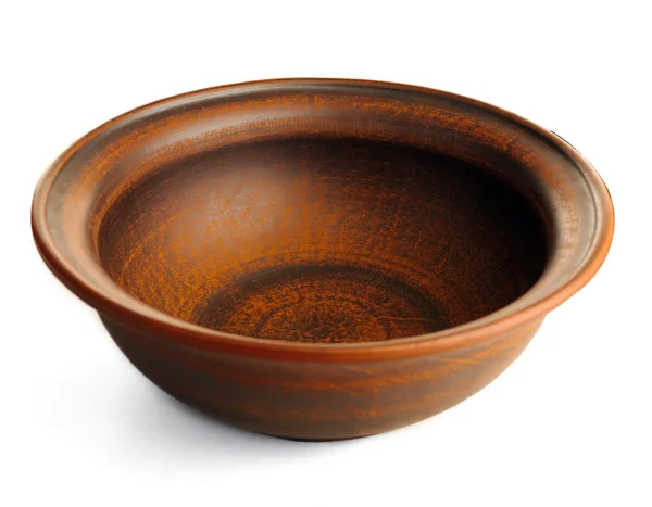 Clay Bowl изолирован на белом — стоковое фото