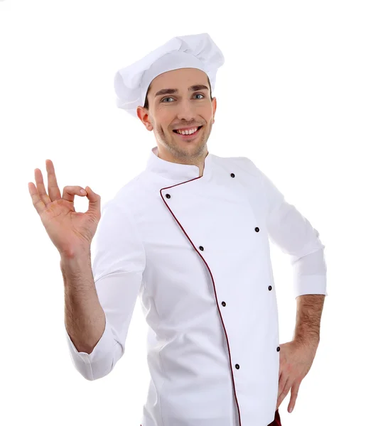 Chef isolato su bianco — Foto Stock