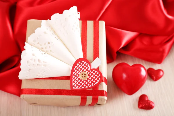 Handmade gift on Valentine Day, close-up — Stock Photo, Image