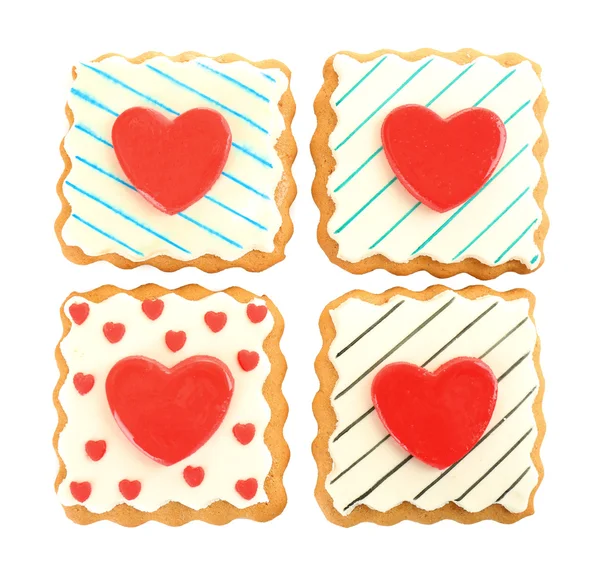 Galletas para San Valentín aisladas en blanco —  Fotos de Stock