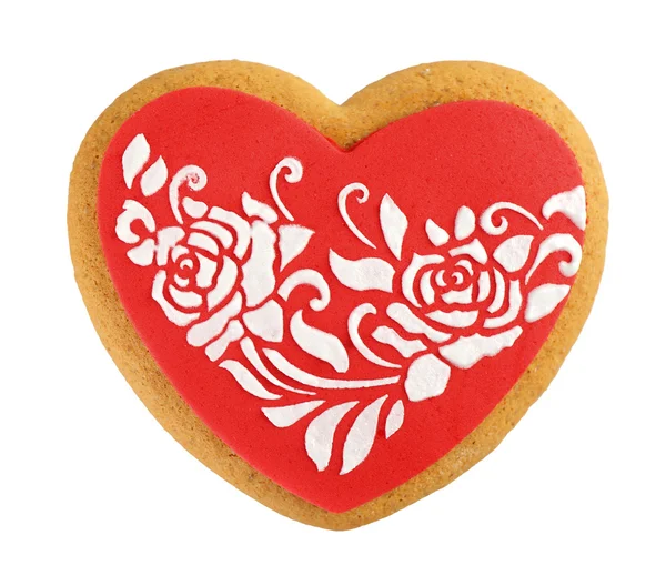 Biscuit en forme de coeur pour la Saint Valentin isolé sur blanc — Photo