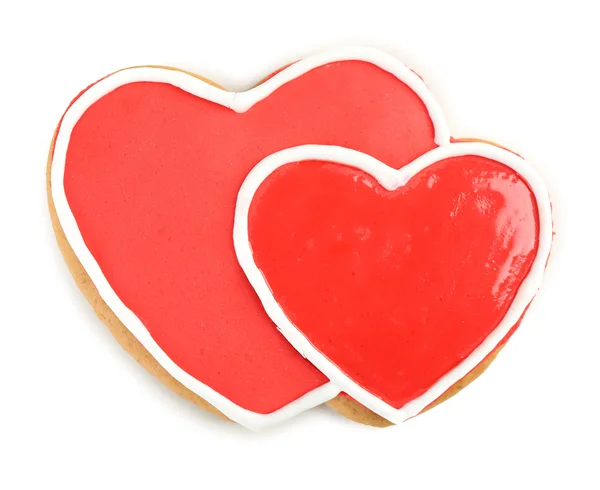 Heart shaped cookie for valentines day isolated on white — Stock Photo, Image