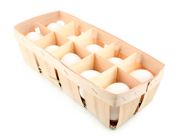 Eco caja con huevos aislados en blanco —  Fotos de Stock