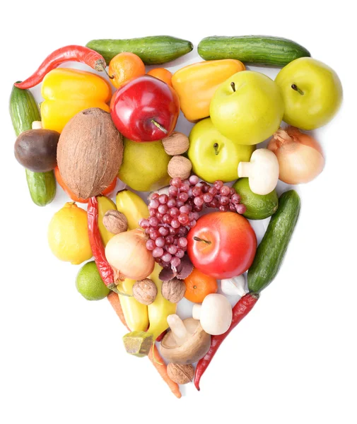 Čerstvé míchané ovoce a zelenina izolovaných na bílém — Stock fotografie