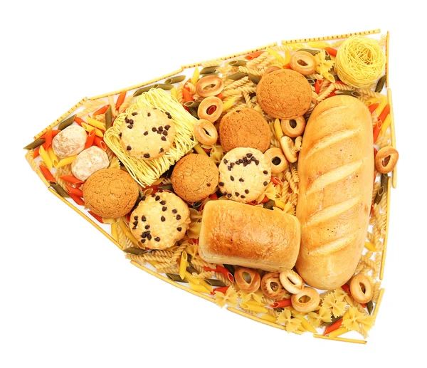 Bröd, pasta och bageri produkter isolerad på vit — Stockfoto
