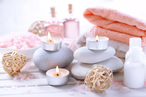 Composition of spa treatment on table on white background — Stock Photo, Image