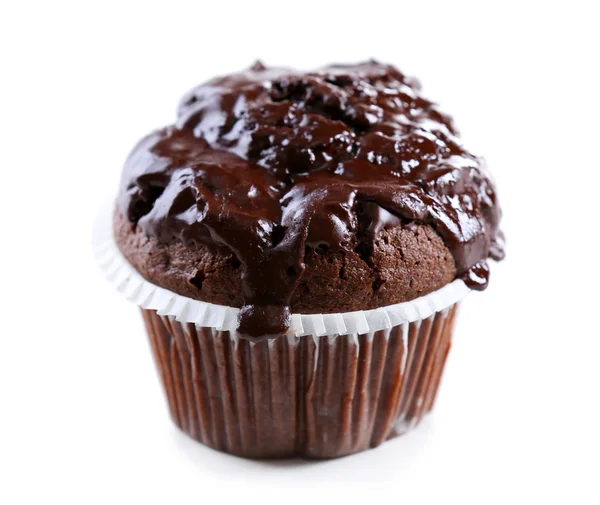 Lekkere chocolade cupcake geïsoleerd op wit — Stockfoto