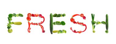 Word üzerinde beyaz izole sebze yapılan taze