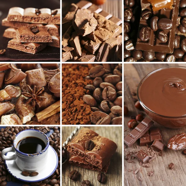Café et chocolat, collage savoureux — Photo