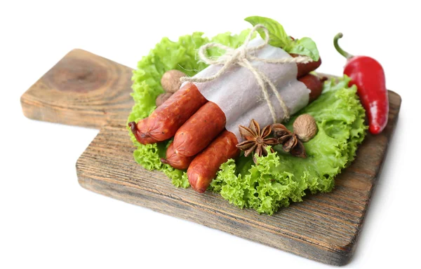 Smoked thin sausages — Stock Photo, Image