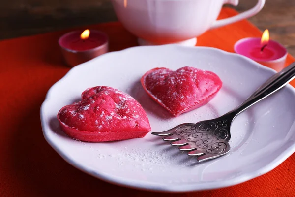 Soubory cookie srdce s šálkem kávy — Stock fotografie