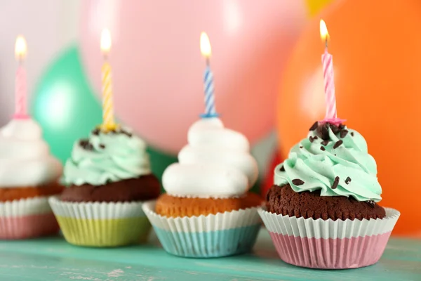 Delicious birthday cupcakes — Stock Photo, Image