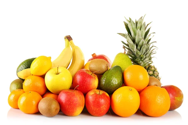 Sortimento de frutas exóticas isoladas em branco — Fotografia de Stock