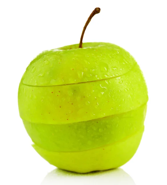 Juicy slices of apple isolated on white — Stock Photo, Image