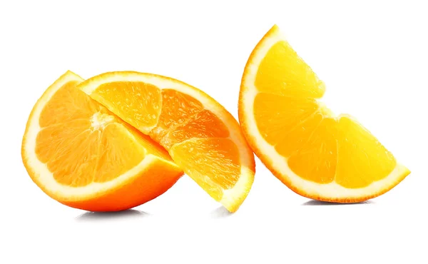 Juicy slices of orange isolated on white — Stock Photo, Image