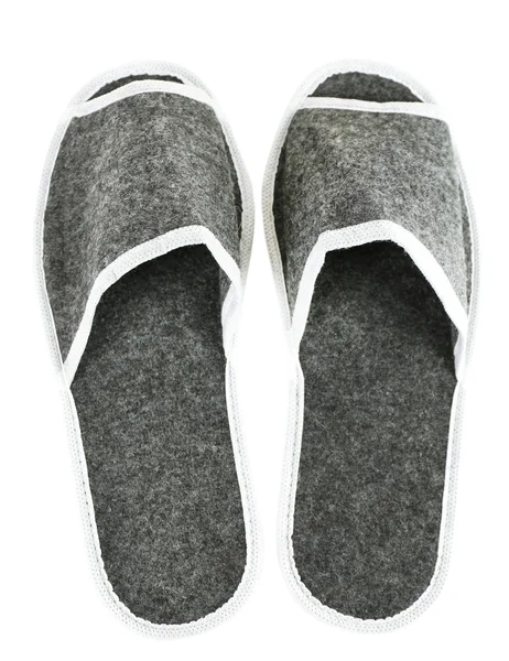 Zapatillas de fieltro para sauna, aisladas en blanco —  Fotos de Stock