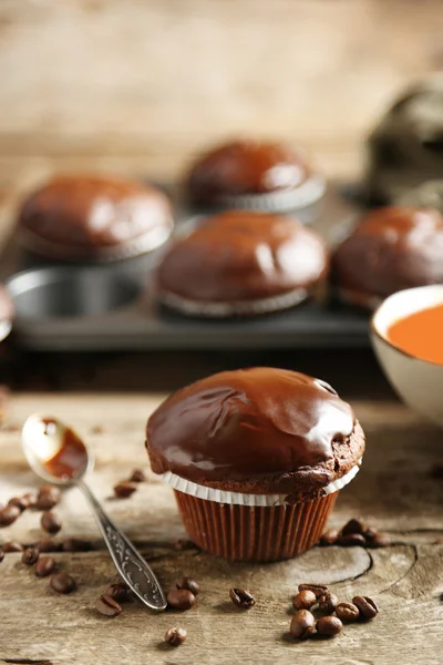 Leckere hausgemachte Schokoladenmuffins — Stockfoto