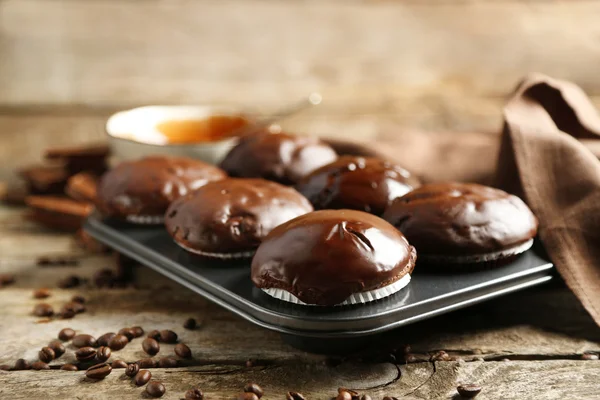 Tasty homemade chocolate muffins — Stock Photo, Image